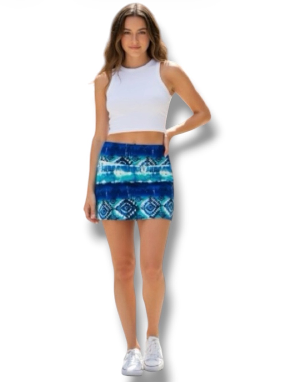 Kiwi Skirt Y2K-Inspired Blue Tie-Dye Micro Mini Rave Festival Boho Size S 🥝 🍭
